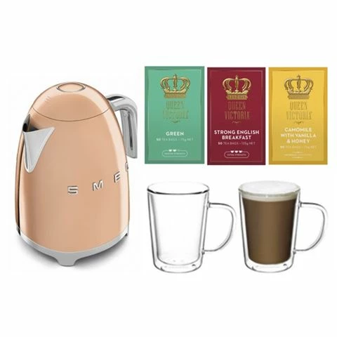Smeg - 50's Style Kettle Rose Gold Gift Pack Set