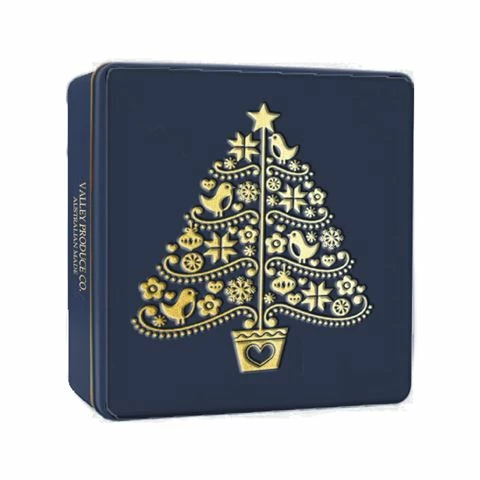 Valley Produce Company VPC - Pure Butter Shortbread Tin Black & Gold Christmas Tree Tin 150g