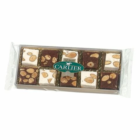 Carlier - Vanilla & Chocolate Nougat Cubes W/Almonds 110g
