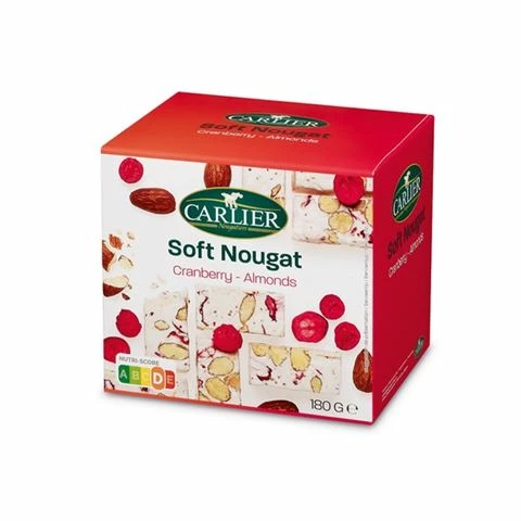 Carlier - Soft Nougat W/Cranberry & Almonds 180g