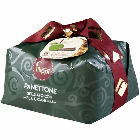 Filippi - Panettone With Candied Apples & Cinnamon W/Red Gift Bag 500g