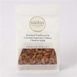 Santos - Roasted Wattleseed/Coconut Espresso Cashew Clusters