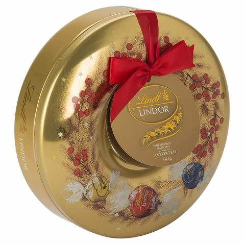 Lindt - Lindor Small Wreath Assorted Chocolates Tin 184g